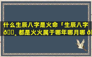 什么生辰八字是火命「生辰八字 🕸 都是火火属于哪年哪月哪 🐕 日哪时」